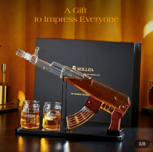 Kollea AK-47 Whiskey Gun with two shotgun shell glasses decoration set for him